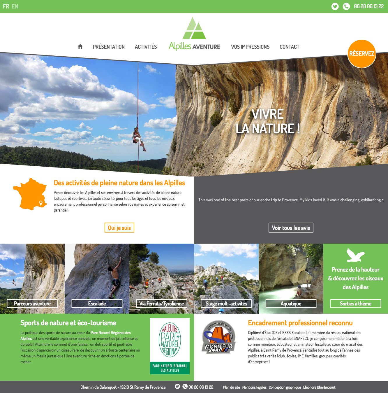 Page accueil site vitrine Alpilles Aventure pour ordinateur