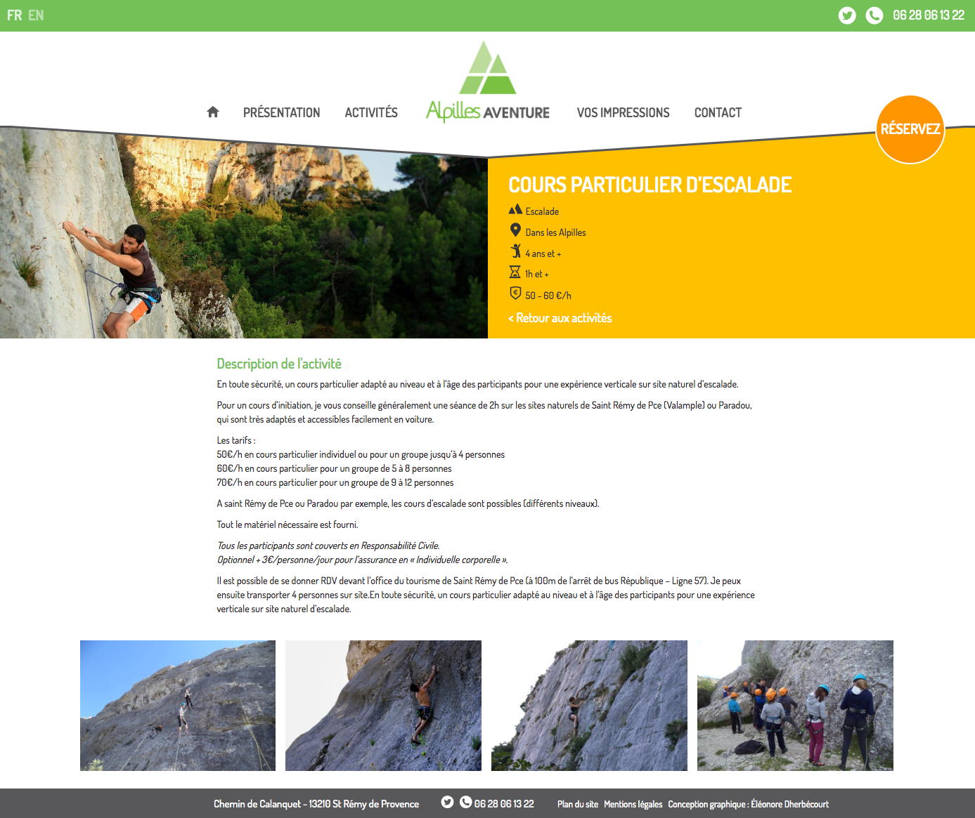 Page activité site vitrine Alpilles Aventure