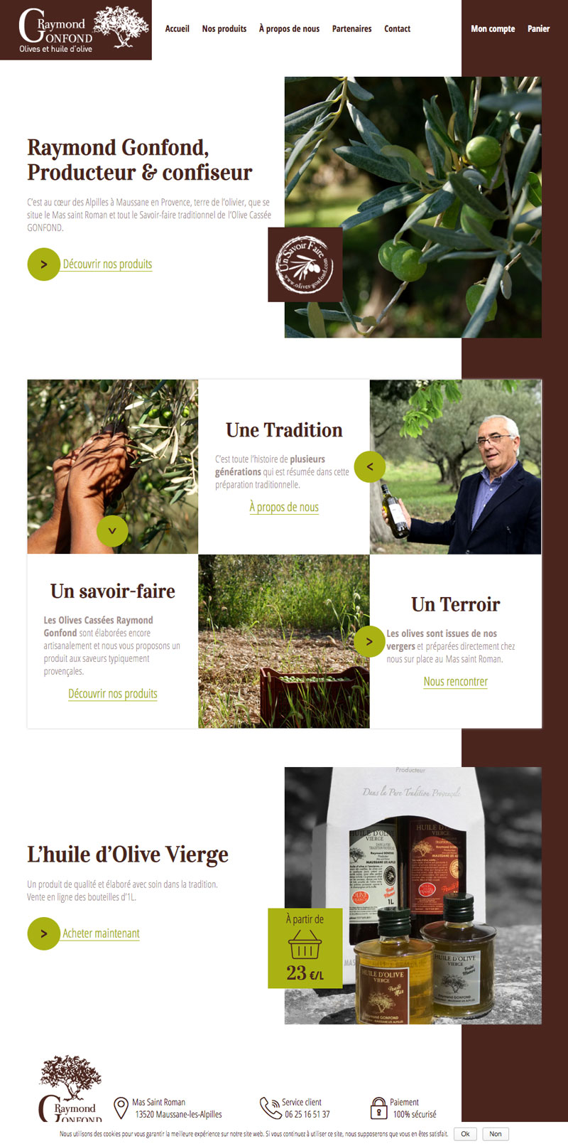 refonte de a page d'accueil du site Olives Gonfond
