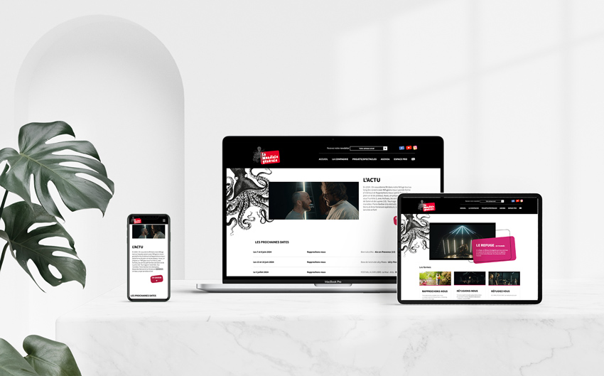 Affichage du site sur ordinateur, tablette et téléphone